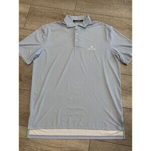 RLX Ralph Lauren Golf Polo Mens Size Large Blue Polka Dots All Over Pattern